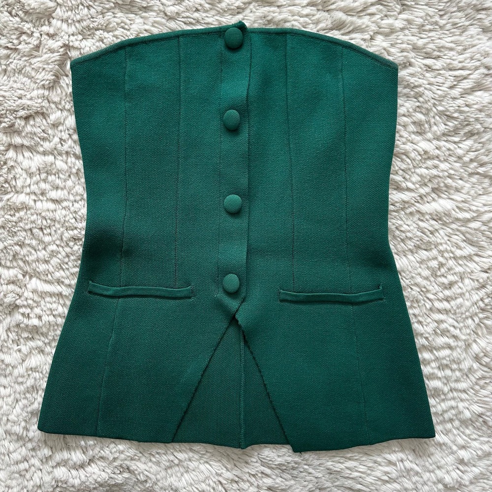 Forever 21 Green Strapless Button Top Womens Size Small